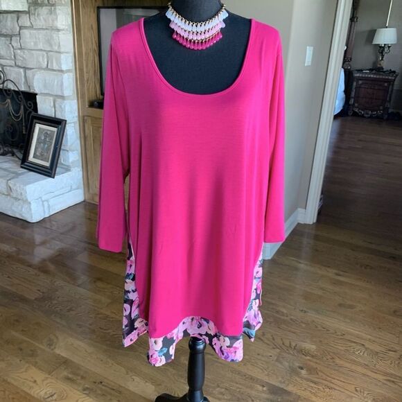 Kate & Mallory Zipper Pink Tunic Dress/Top - Picture 3 of 14